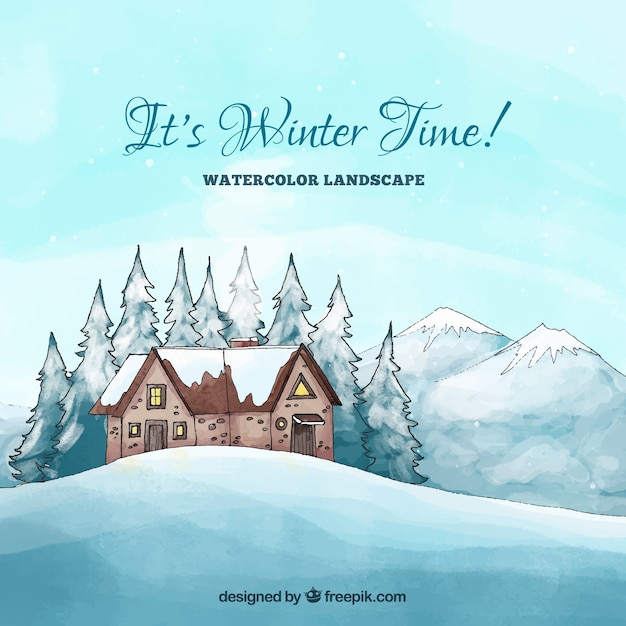 Free Vector watercolor winter landscape