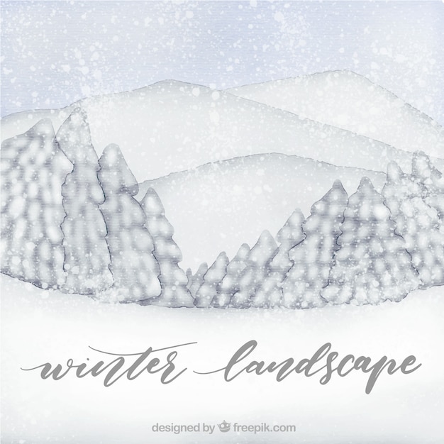 Free vector watercolor winter landscape