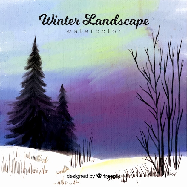 Free vector watercolor winter landscape