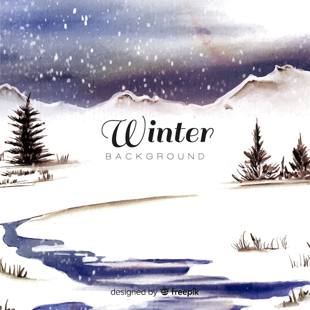 Free vector watercolor winter landscape