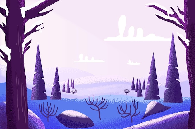 Free vector watercolor winter landscape