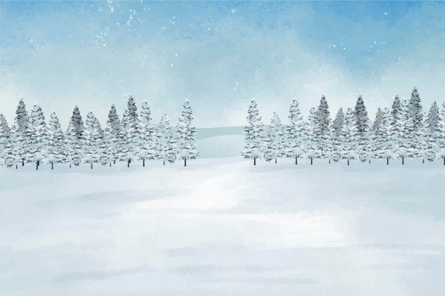 Free vector watercolor winter landscape