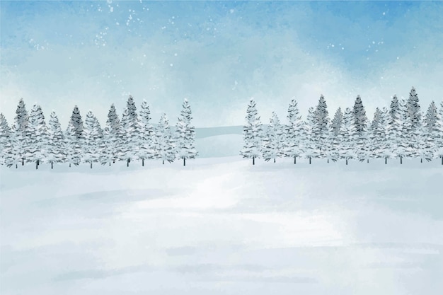 Watercolor winter landscape