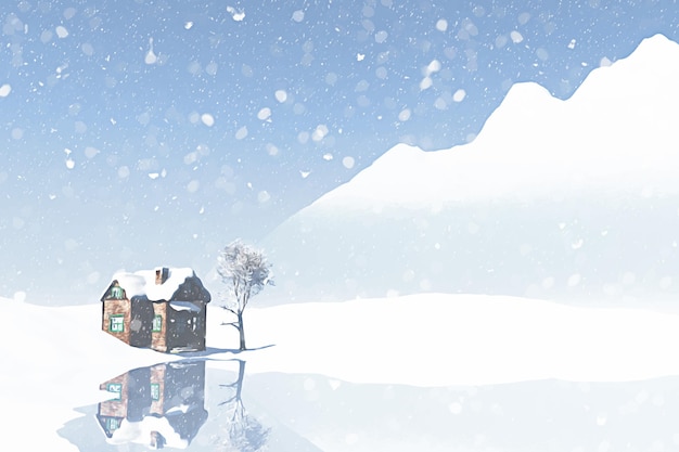 Free Vector watercolor winter landscape