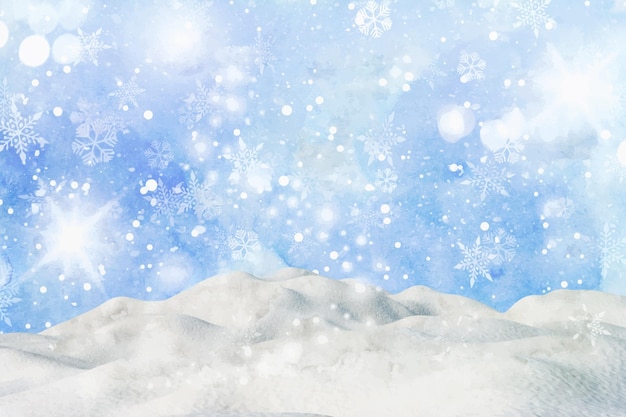 Бесплатное векторное изображение Акварельный зимний пейзаж