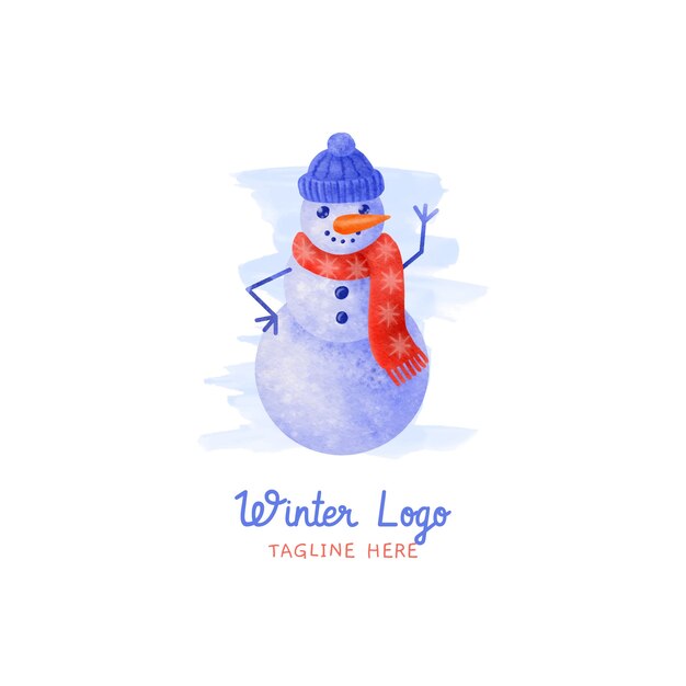 水彩冬のロゴのテンプレート