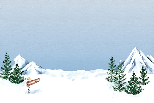 Free vector watercolor winter north pole background