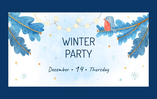 Watercolor winter party facebook post