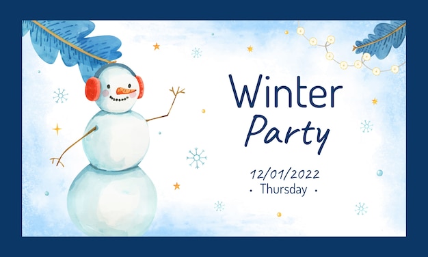 Free vector watercolor winter party twitch background