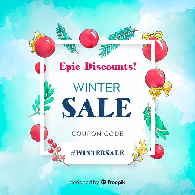 Watercolor winter sale background