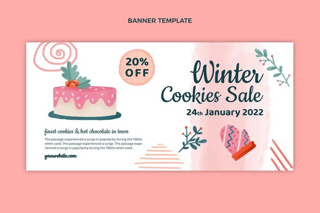 Watercolor winter sale banner