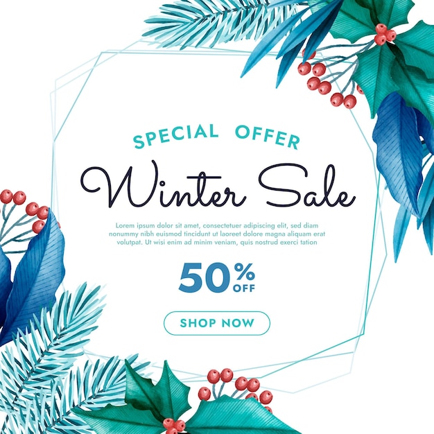 Watercolor winter sale illustration