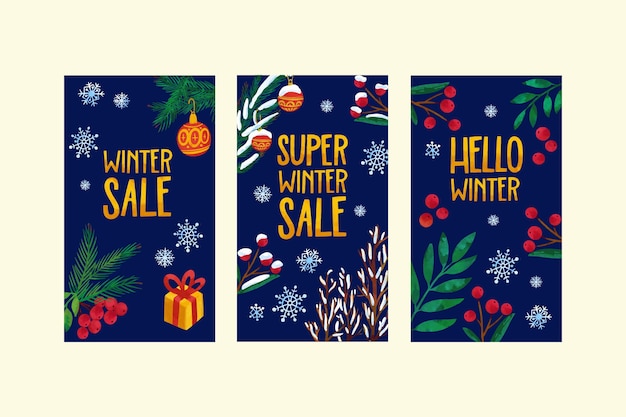 Watercolor winter sale instagram stories collection