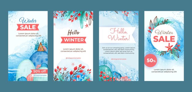 Watercolor winter sale instagram stories collection