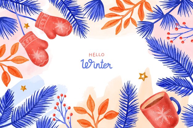Watercolor winter season celebration background
