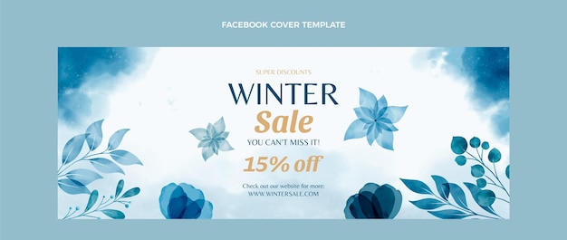 Watercolor winter social media cover template