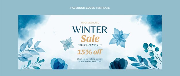 Watercolor winter social media cover template