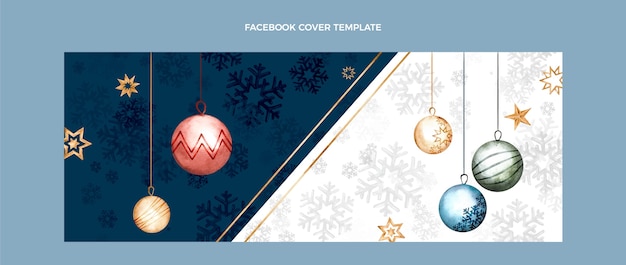 Free vector watercolor winter social media cover template