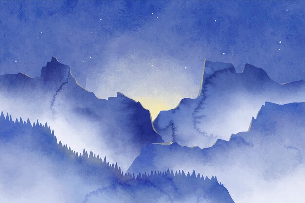 Watercolor winter solstice background