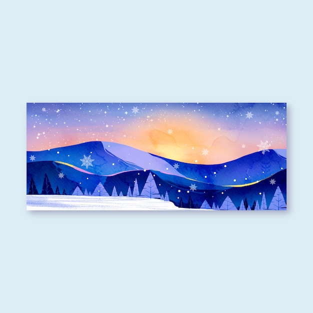 Free vector watercolor winter solstice horizontal banner