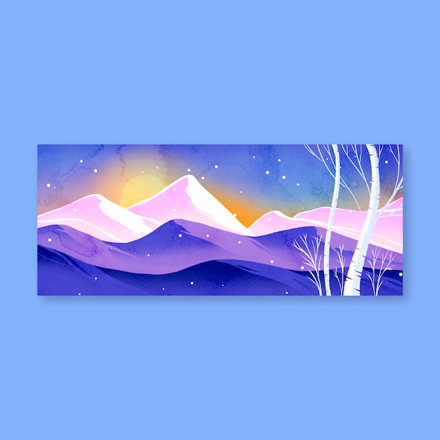 Free vector watercolor winter solstice horizontal banner