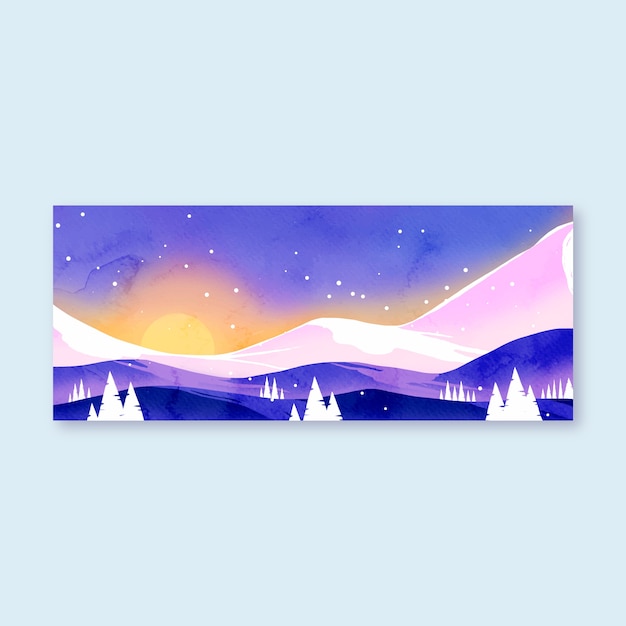 Free vector watercolor winter solstice horizontal banner