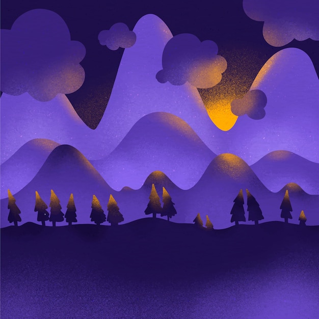 Бесплатное векторное изображение Акварельная иллюстрация зимнего солнцестояния