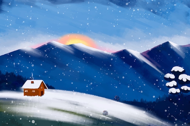 Free Vector watercolor winter solstice illustration