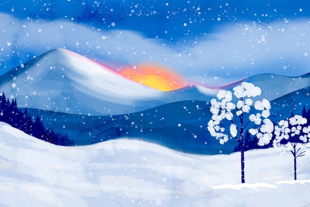 Watercolor winter solstice illustration