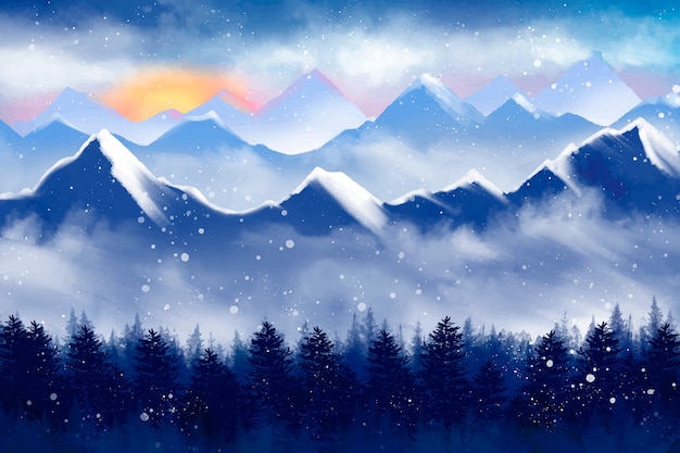 Watercolor winter solstice illustration