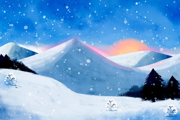 Watercolor winter solstice illustration