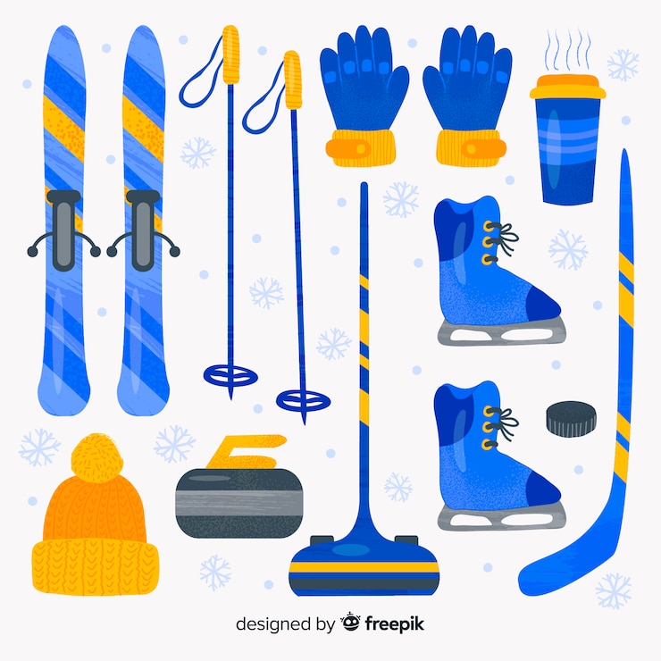 Free Vector watercolor winter sport equipment