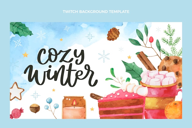 Free Vector watercolor winter twitch background