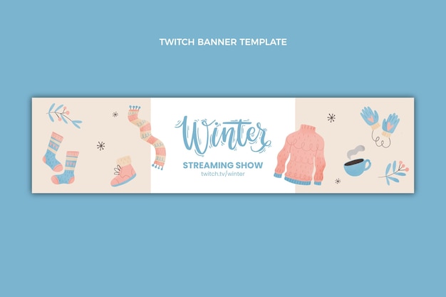 Free vector watercolor winter twitch banner