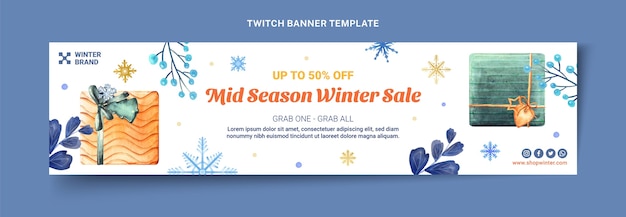 Free vector watercolor winter twitch banner