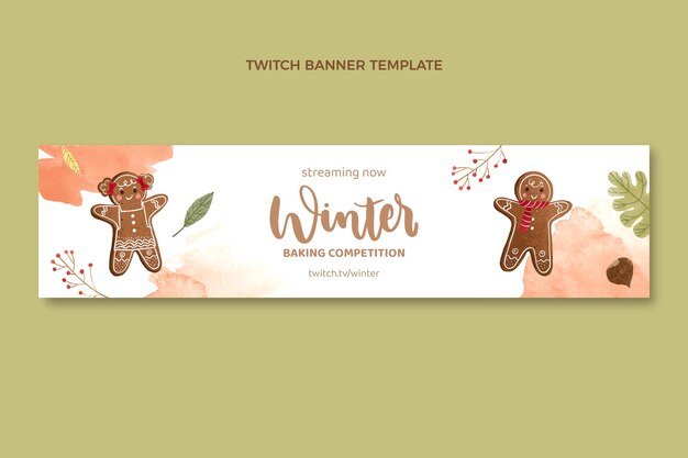 Watercolor winter twitch banner