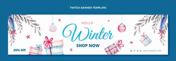 Free vector watercolor winter twitch banner