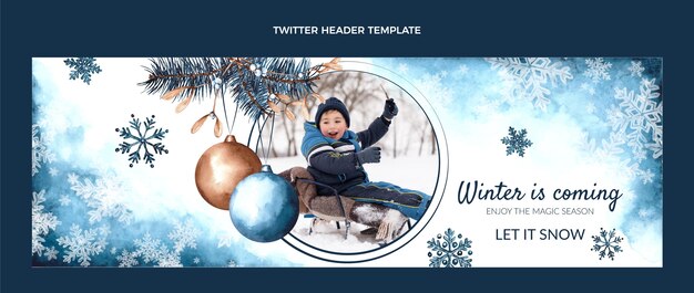 Watercolor winter twitter header