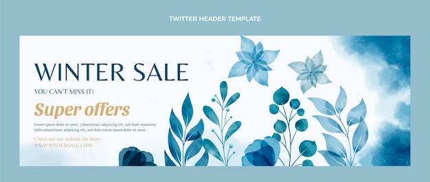 Free vector watercolor winter twitter header