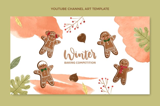 Watercolor winter youtube channel art