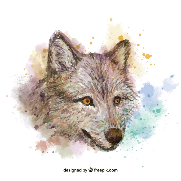 Watercolor wolf head background