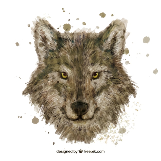 Watercolor wolf head