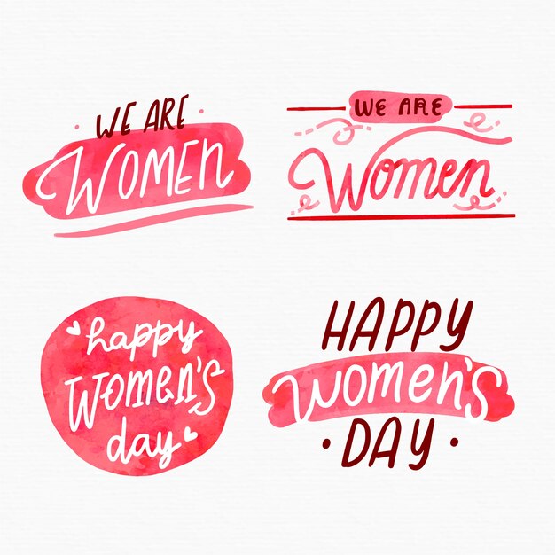 Watercolor women's day badge collection