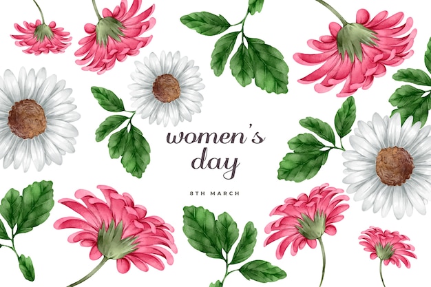 Watercolor women's day concept with flowers
