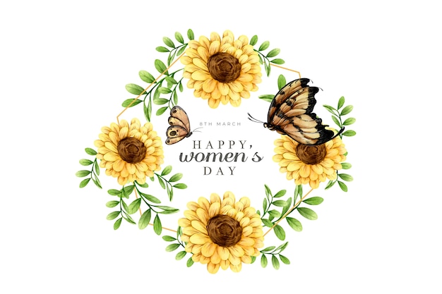 Watercolor women's day with flowers