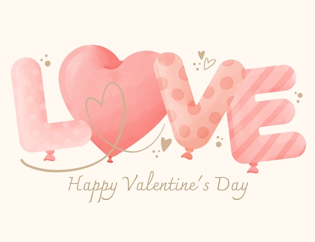 Free vector watercolor word love illustration for valentine's day