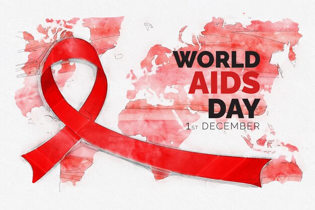 Watercolor world aids day background