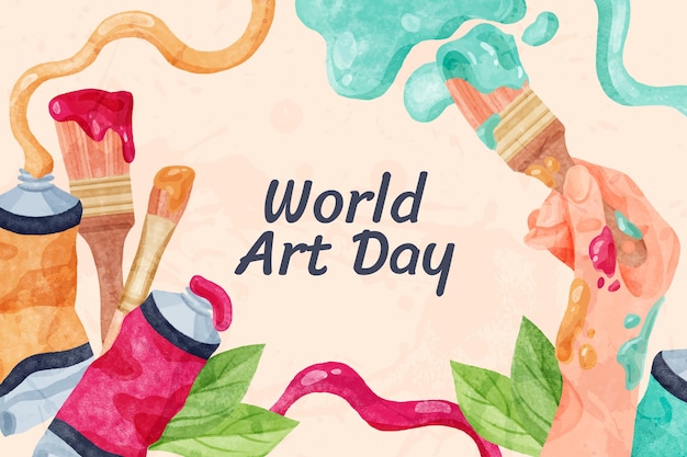 Watercolor world art day background