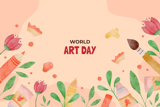 Watercolor world art day background