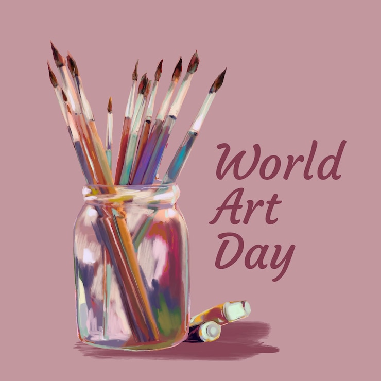 Free Vector watercolor world art day illustration